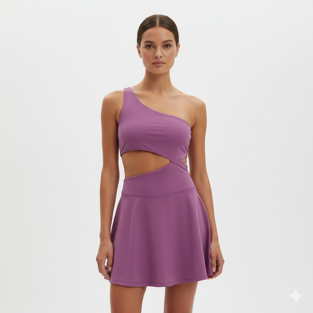 FP Movement by Free People One-Shoulder Cutout Dress in Mauve